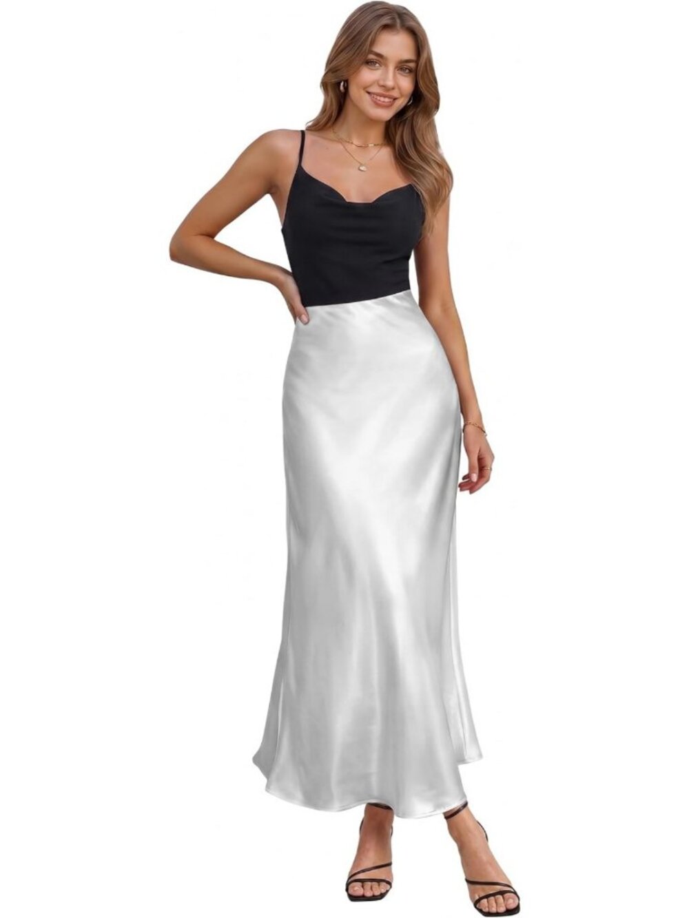 Chic High Waist Satin Maxi Skirt for Women | Elegant Evening & Casual Wear